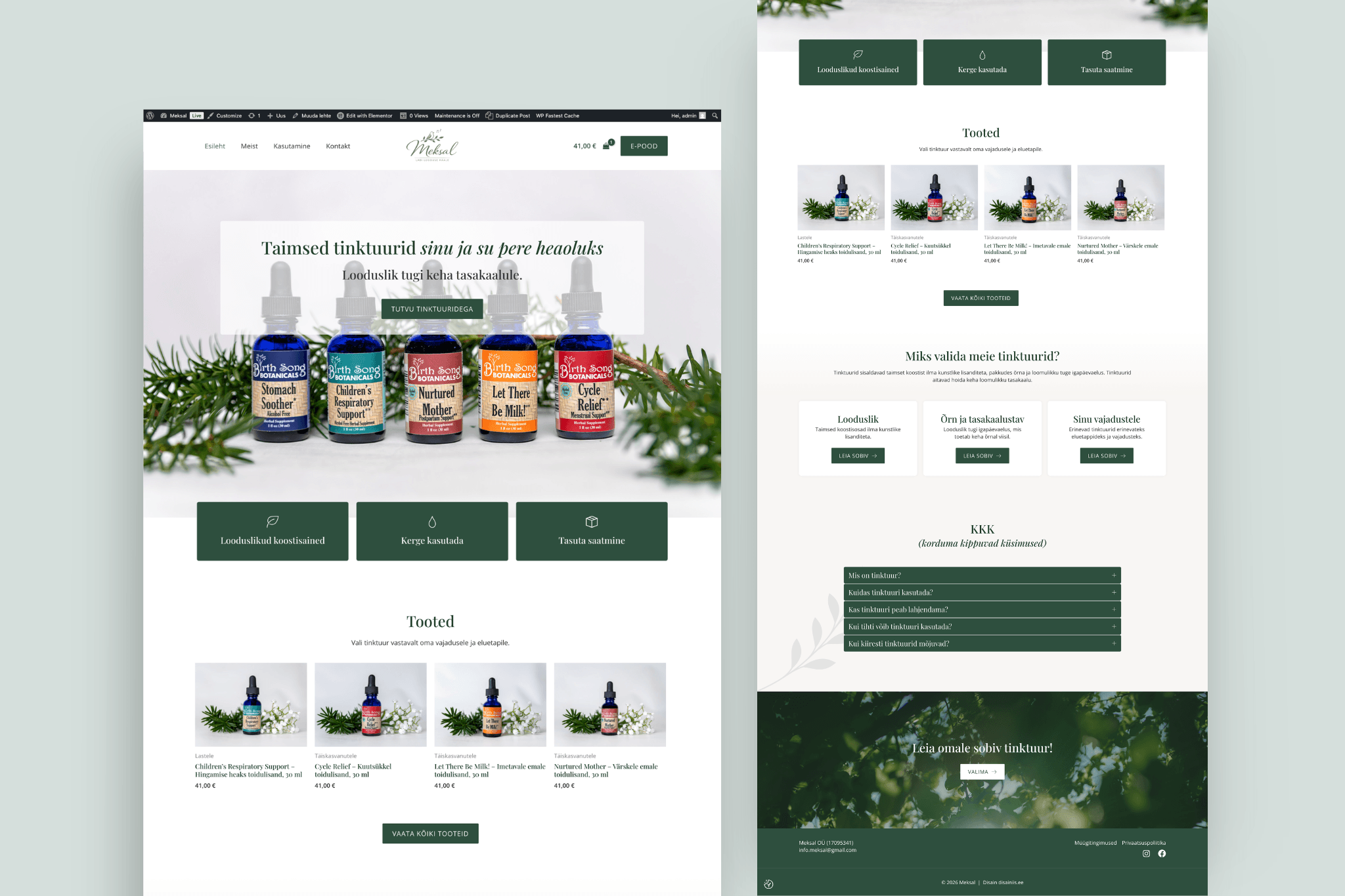 Meksal e-pood mockup. Veebidisain Disain iis