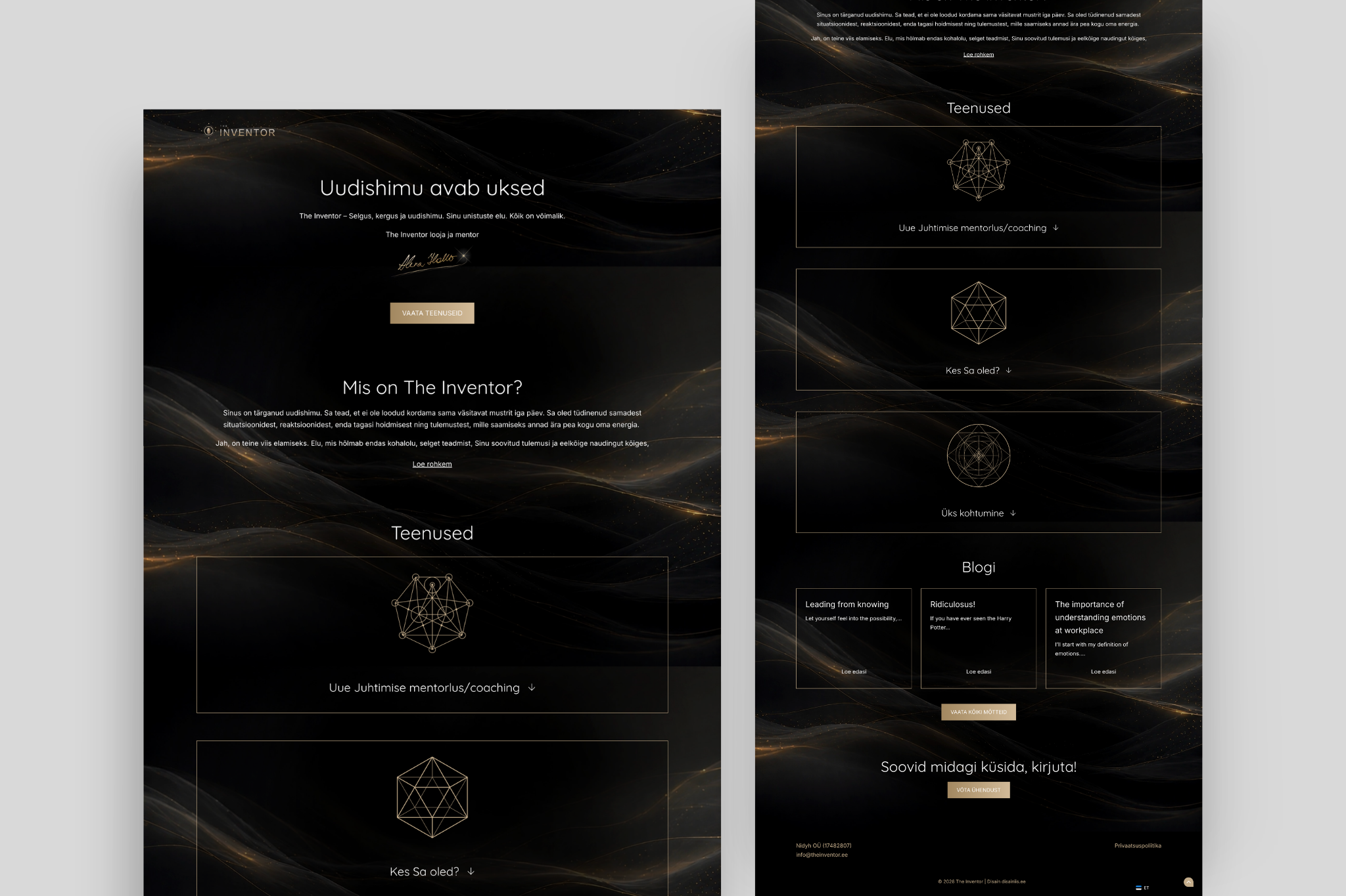 The Inventor mockup. Veebidisain Disain iis