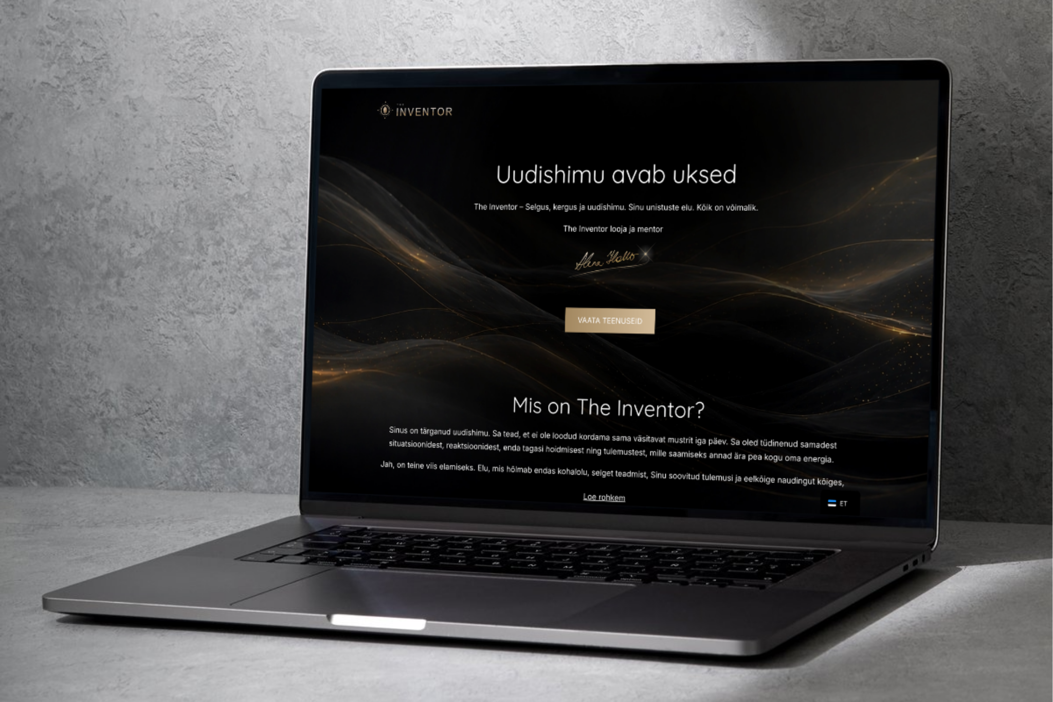 The Inventor mockup. Veebidisain Disain iis